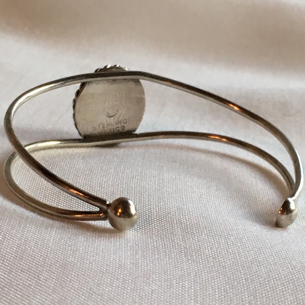 Sterling Cuff bracelet cabochon tigers eye - Picture 3 of 8